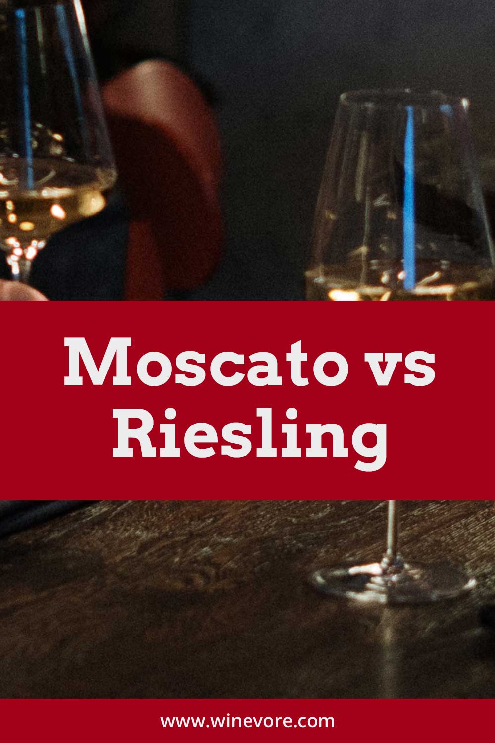 Wine glasses with white wines in them - Moscato vs. Riesling