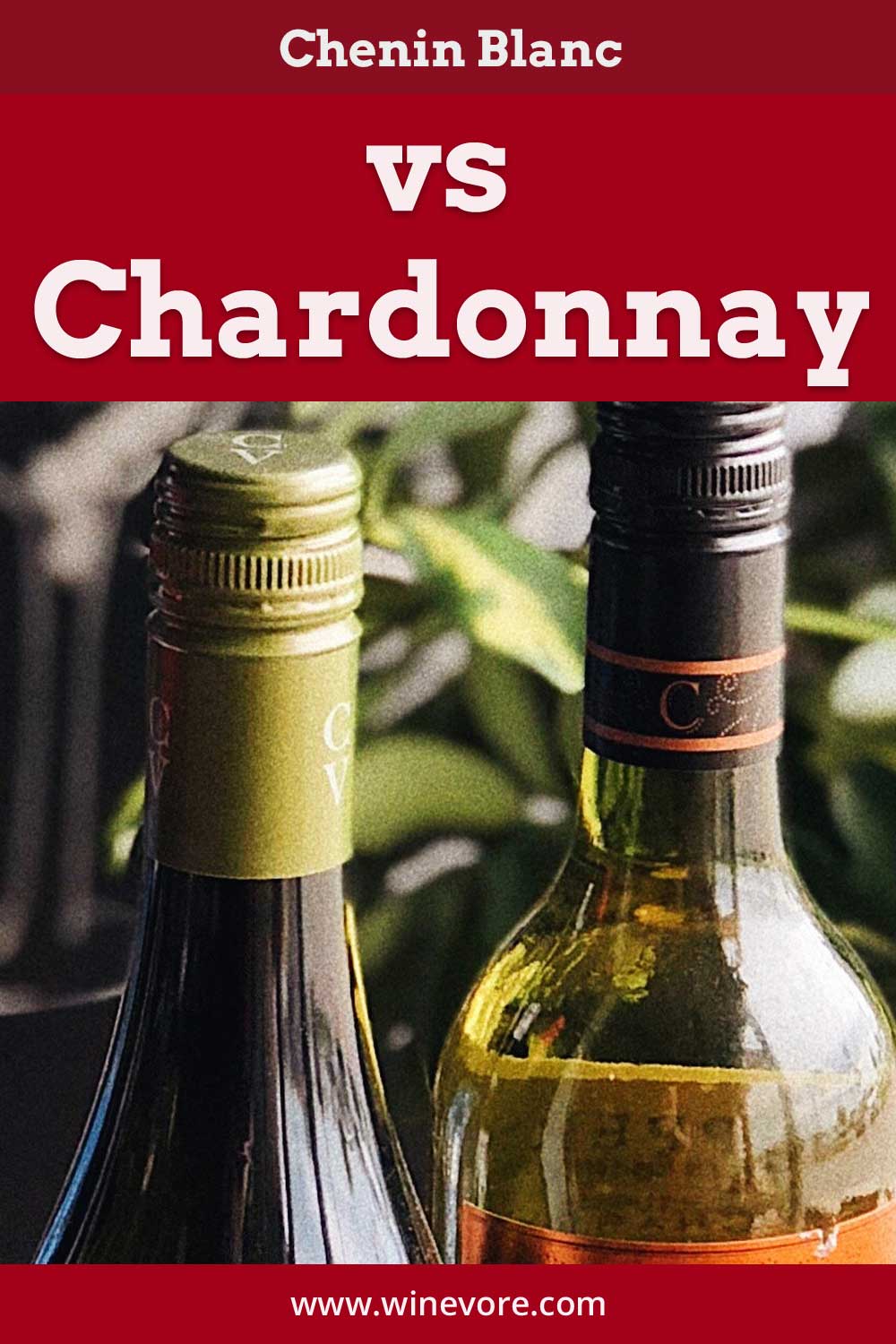 Two sealed bottles of wine - Chenin Blanc vs Chardonnay