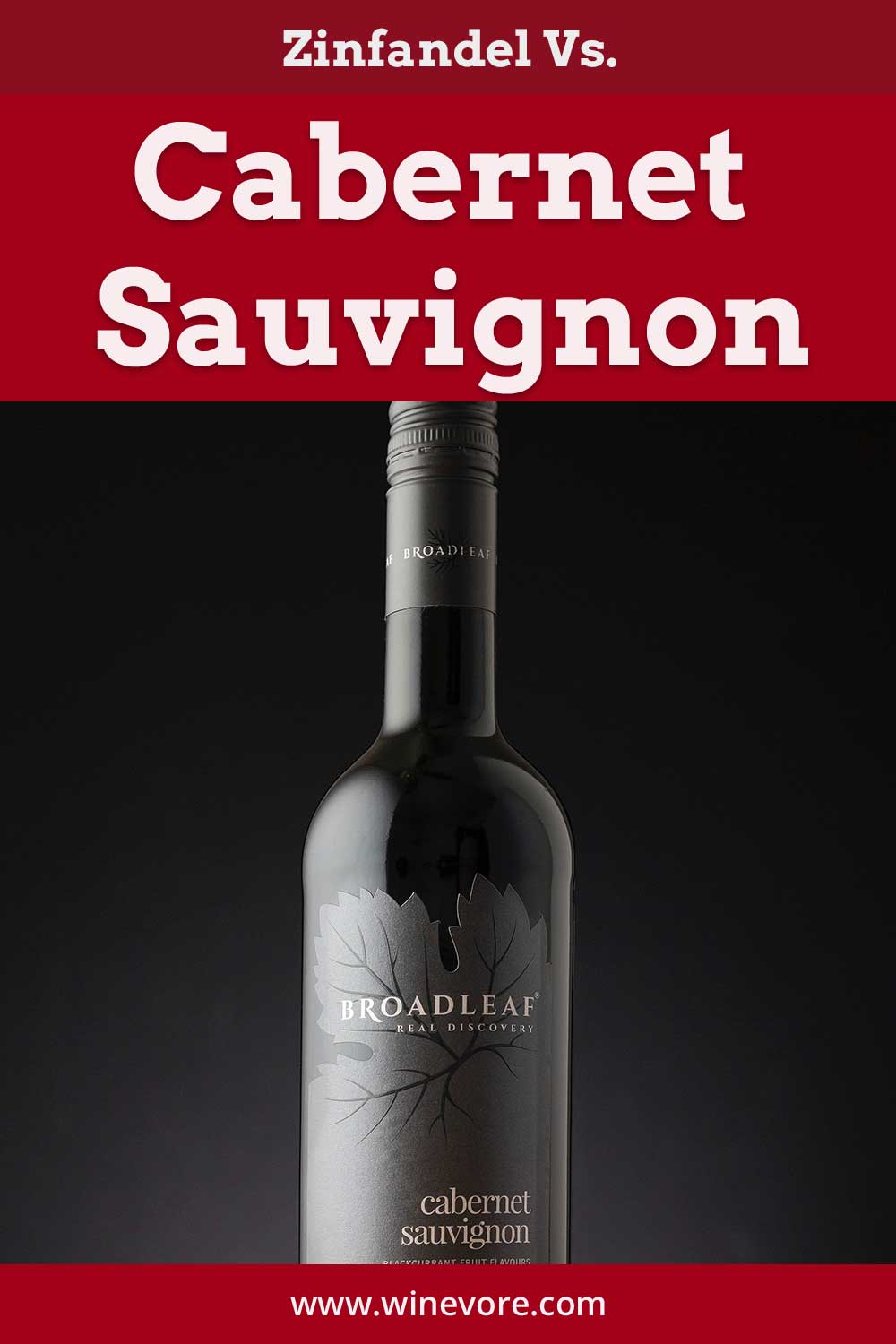 A bottle of wine in front of black background - Zinfandel Vs. Cabernet Sauvignon.