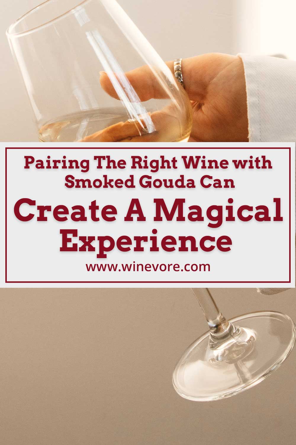 A wine glass held by a woman's hand - Pairing The Right Wine with Smoked Gouda.