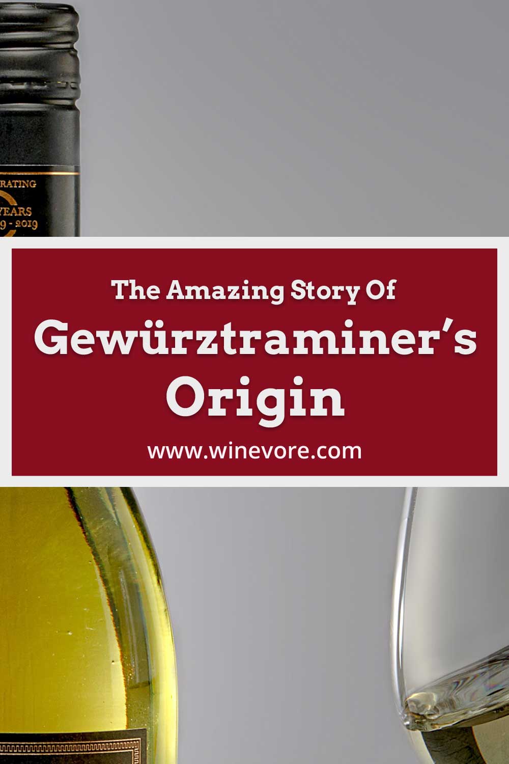 A sealed bottle of wine with a glass - Story Of Gewürztraminer's Origin.