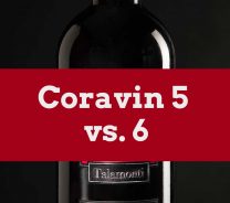 A wine bottle in front of black background - Coravin 5 vs. 6.