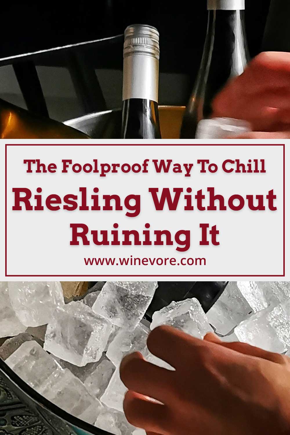A wine bottle in a bucket full of ice - Way To Chill Riesling.
