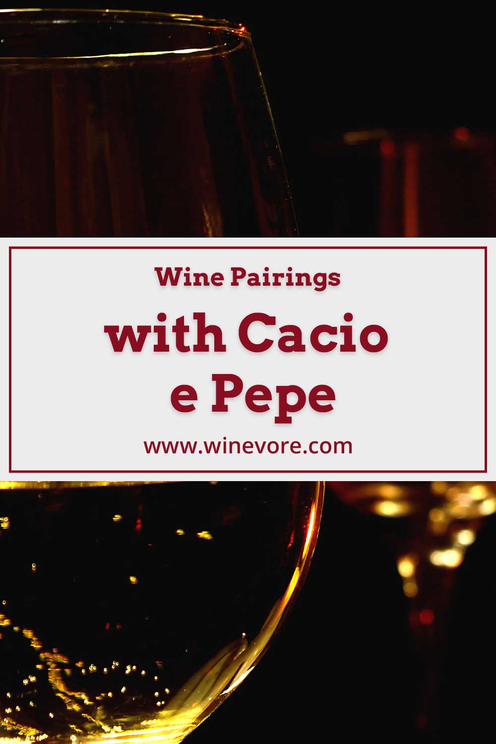 Two wine glasses with wine in them - Wine Pairings with Cacio e Pepe.